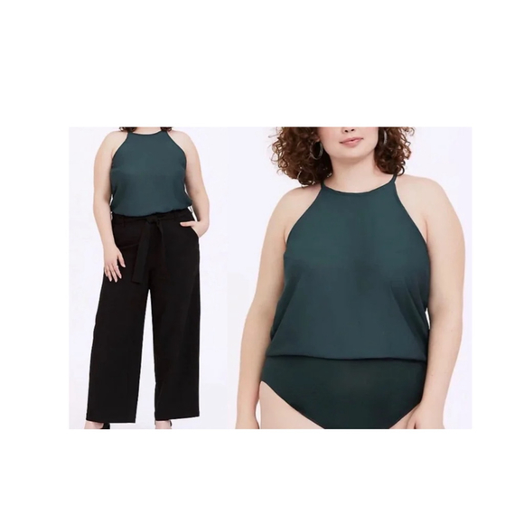 torrid Tops - GUC Torrid Crepe High Neck BodySuit Plus Size 3X Green